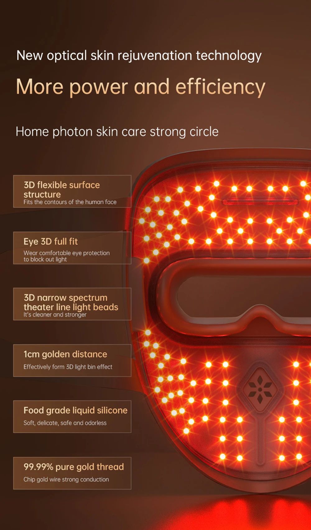 SKINOVA Red LED Light Therapy Face Mask